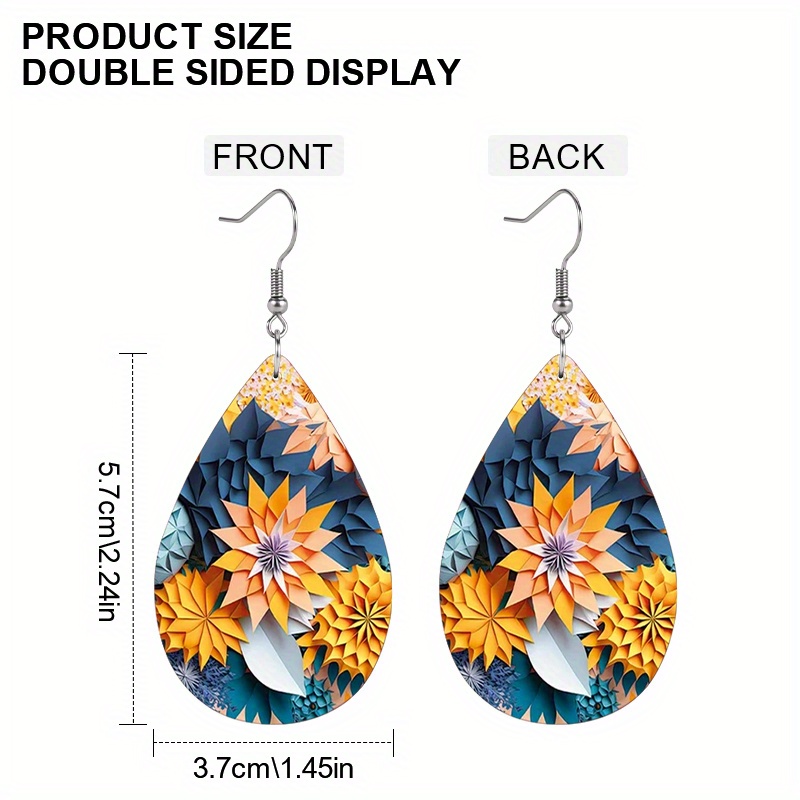 Women's Lightweight Paper Flower Layered Teardrop Earrings